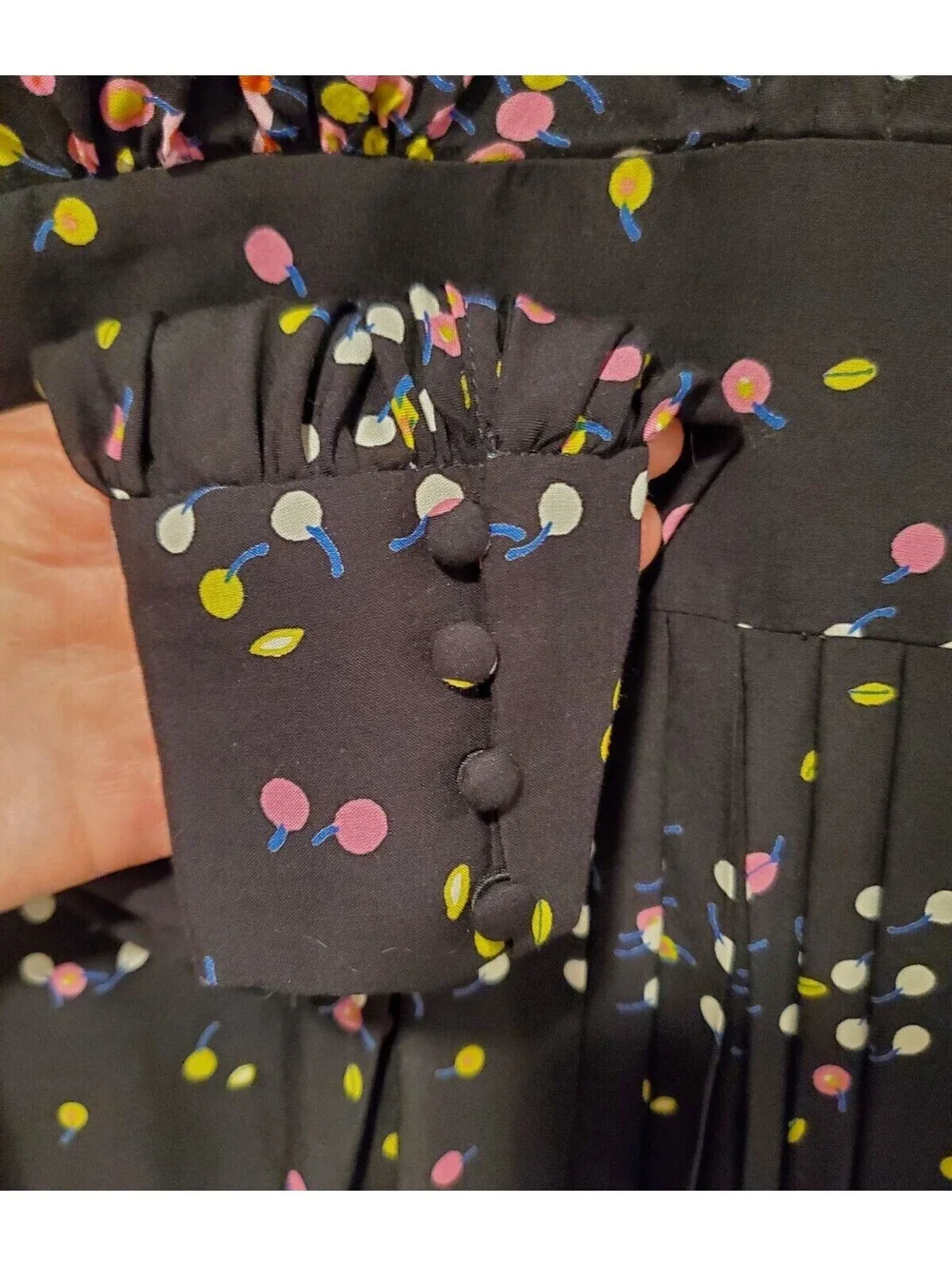 Free People Size 6 Black Coryn Dress Keyhole Back Polka Dots